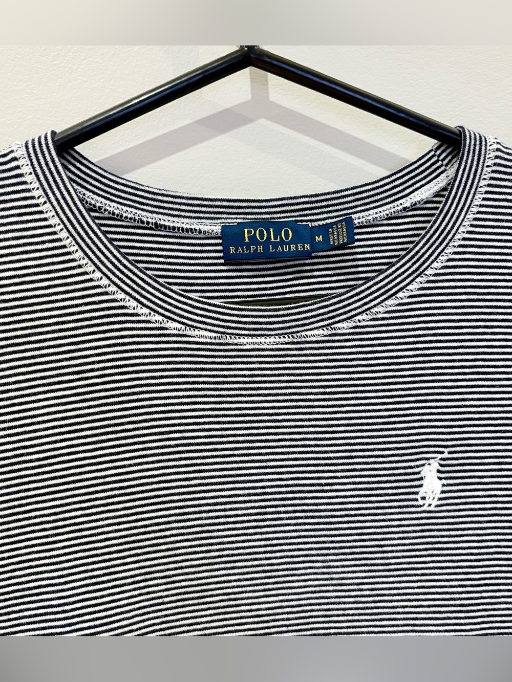 Polo Ralph Lauren Striped Baby Tee | Y2K Aesthetic Fitted Short Sleeve - Size M - Picture 4 of 10
